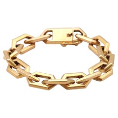 French vintage solid gold beveled bracelet in 18k gold