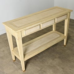 French Vintage Solid Walnut Painted Console Table
