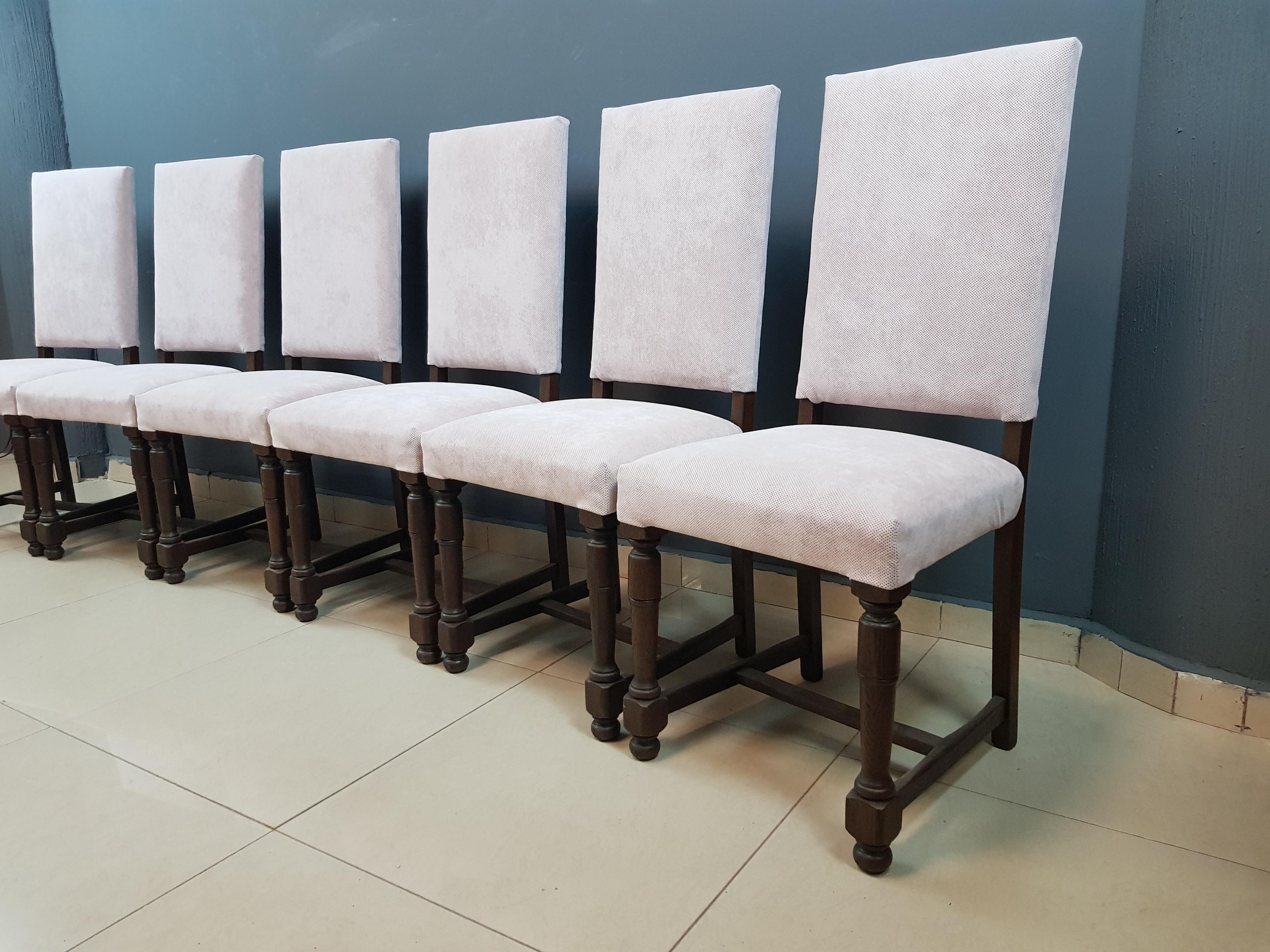 French Vintage Square Back Dining Chairs - Set of 6 For Sale 6