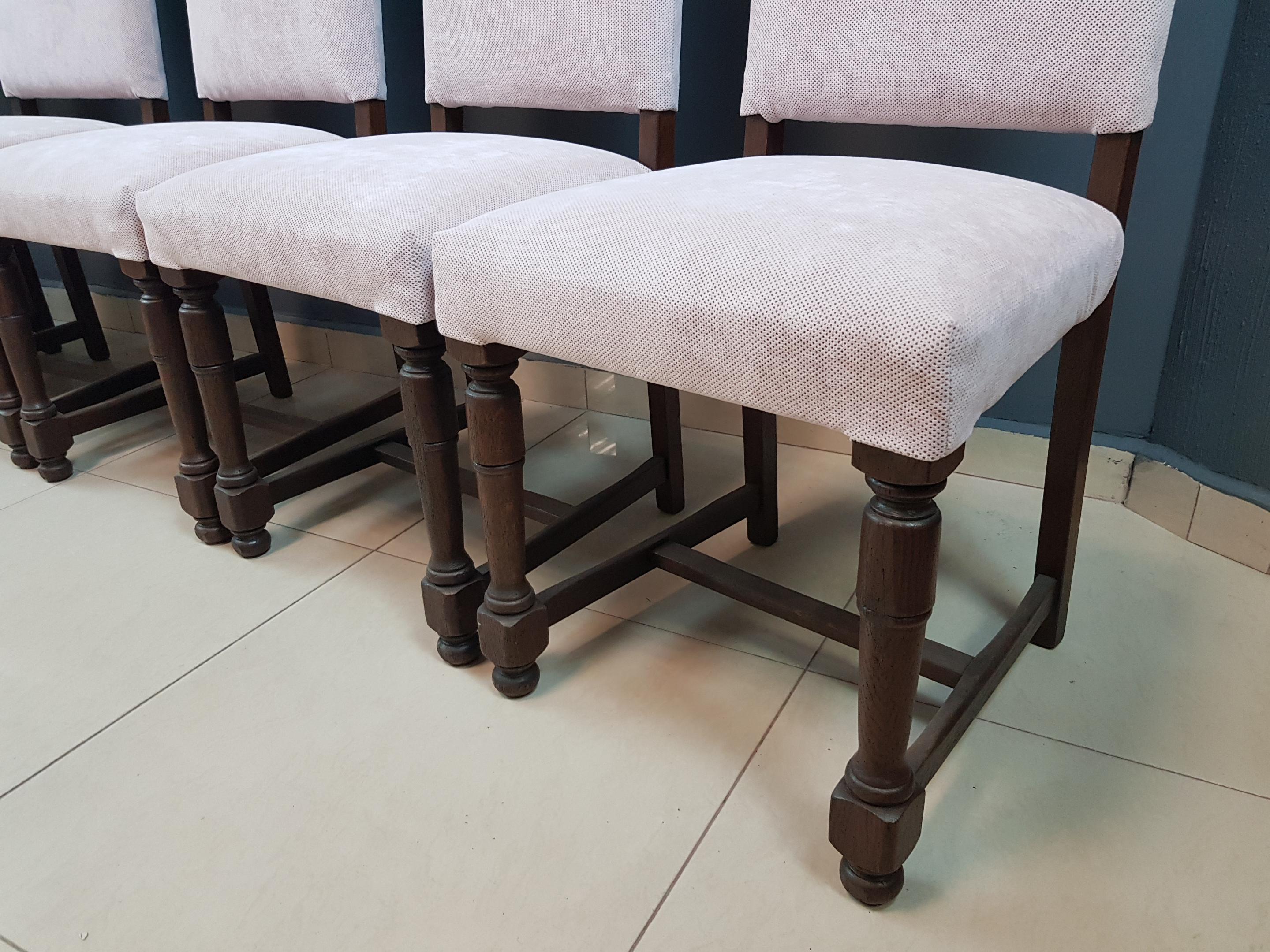 French Vintage Square Back Dining Chairs - Set of 6 For Sale 9