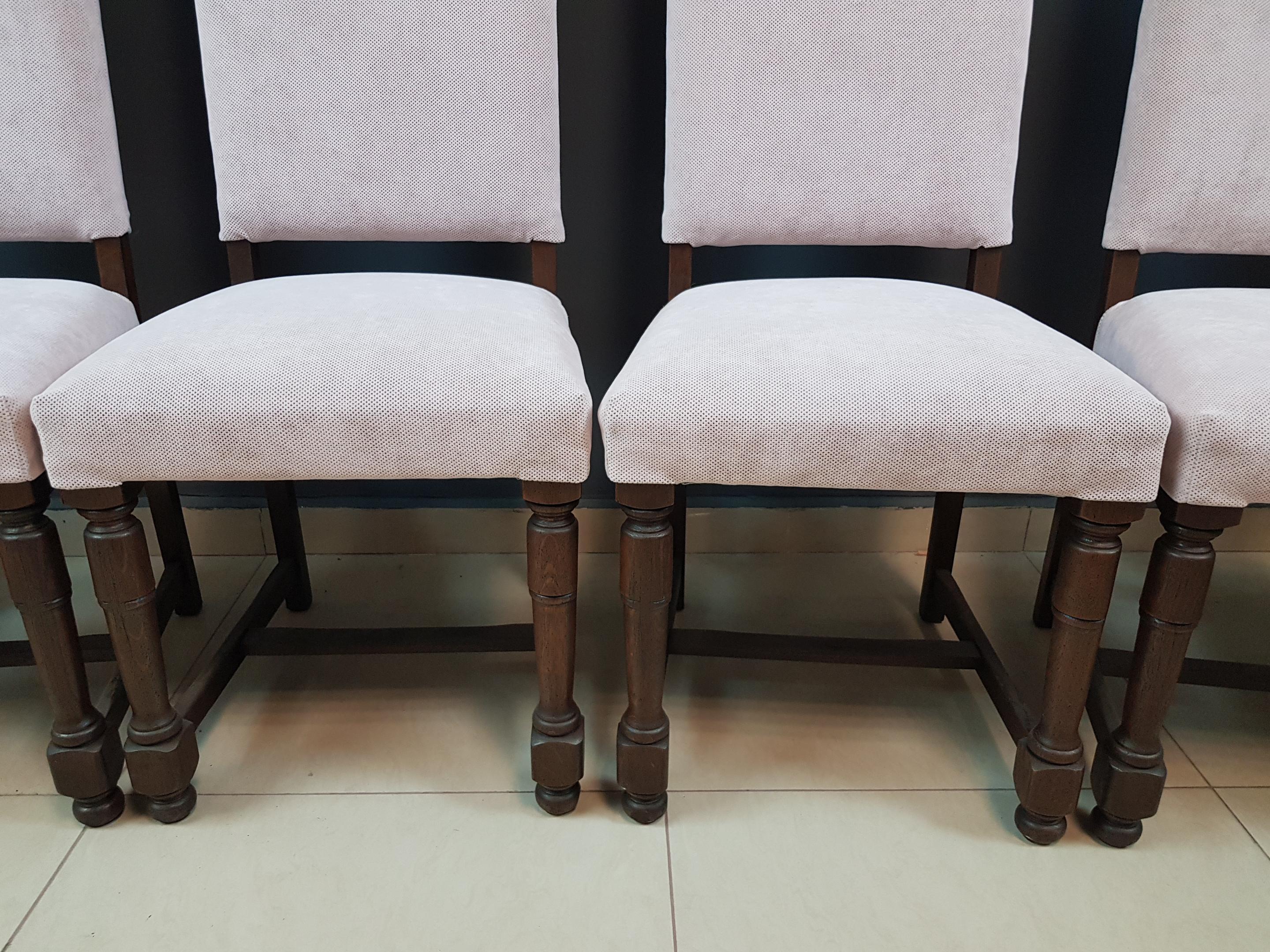 Upholstery French Vintage Square Back Dining Chairs - Set of 6 For Sale