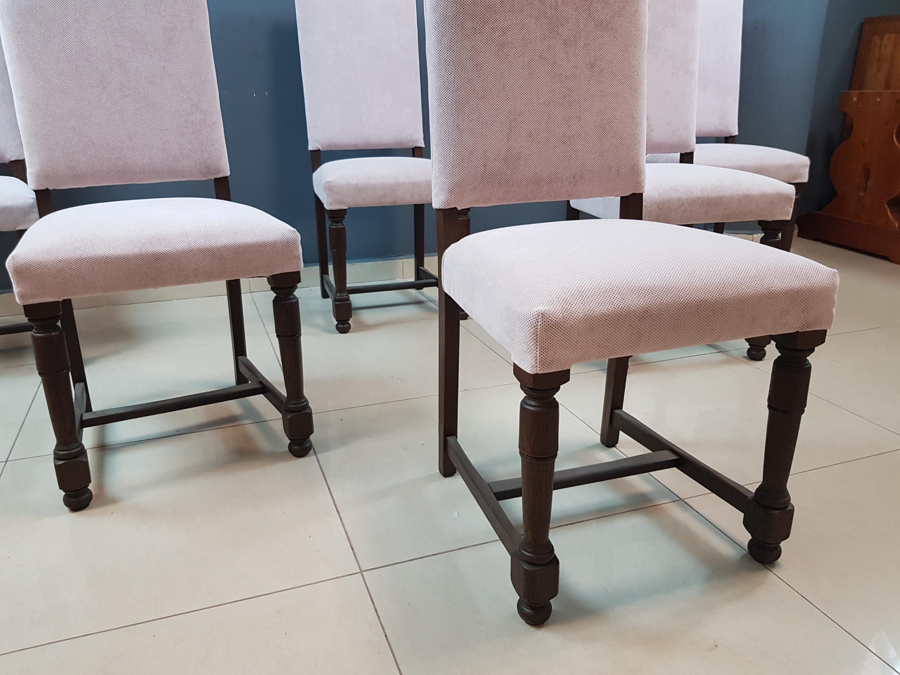 French Vintage Square Back Dining Chairs - Set of 6 For Sale 3