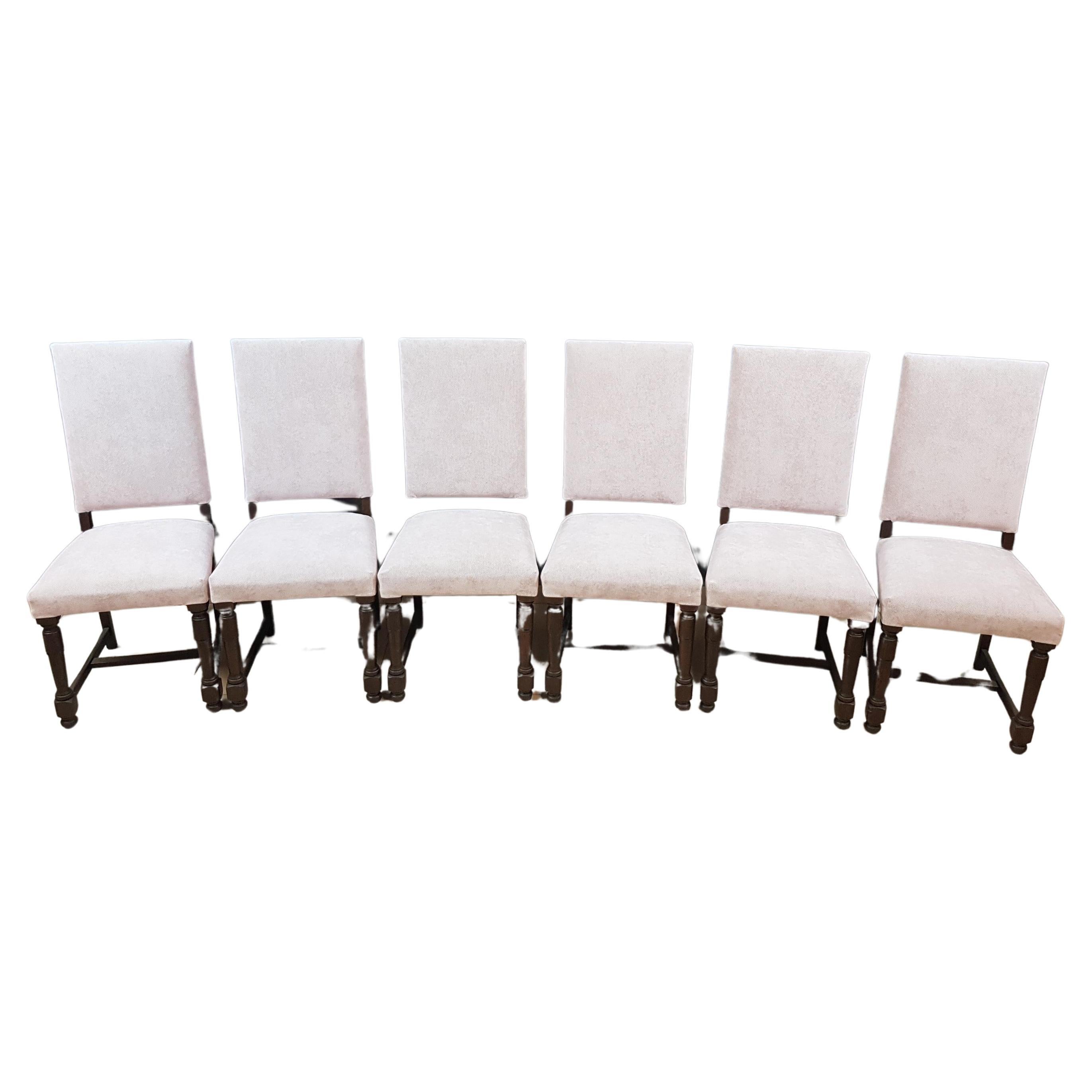 French Vintage Square Back Dining Chairs - Set of 6 For Sale