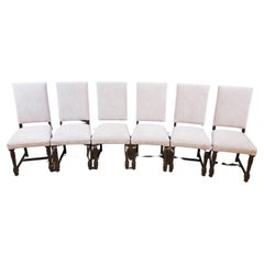 French Retro Square Back Dining Chairs - Set of 6