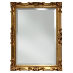 French Vintage square carved wooden gilded mirror in Baroque style