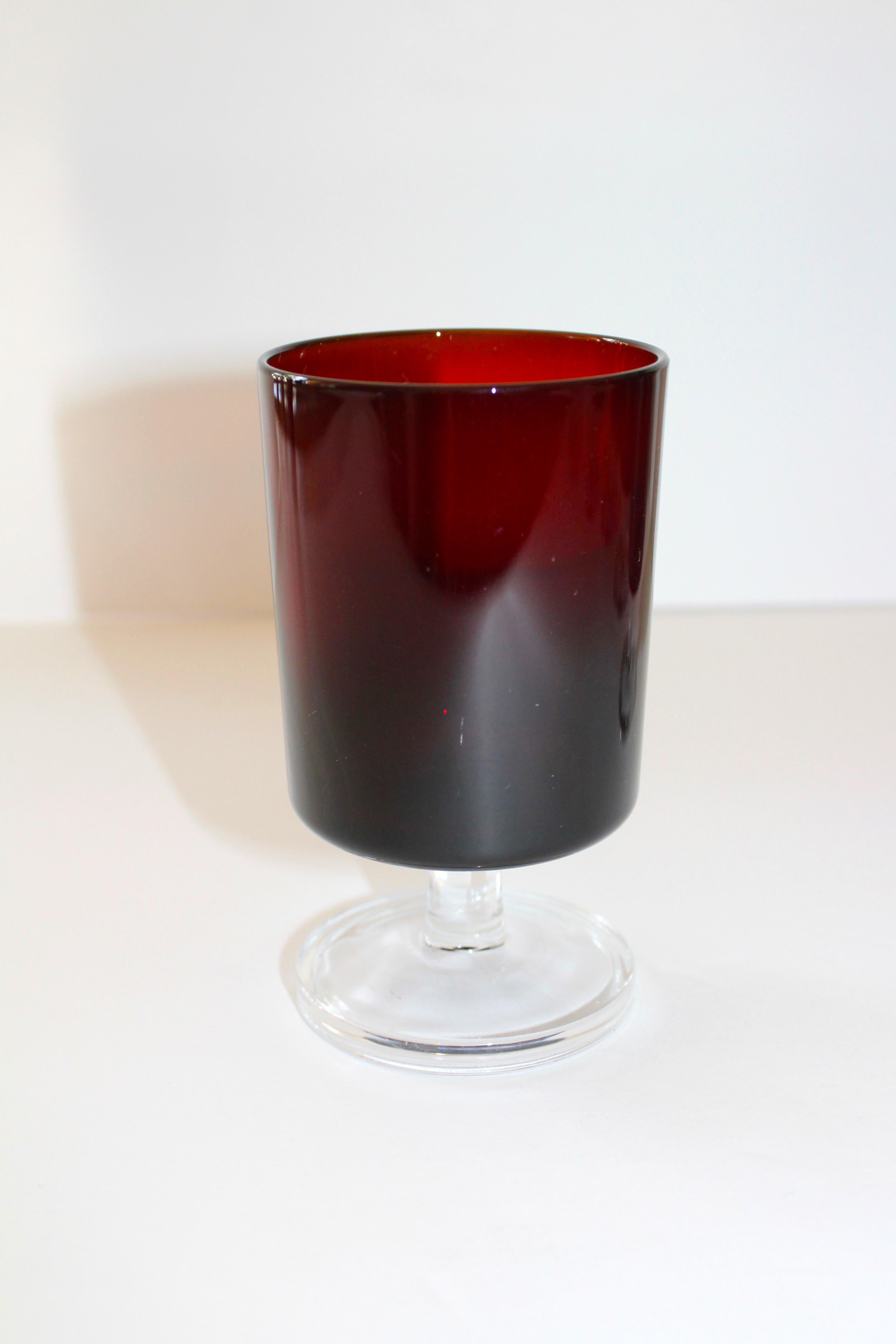 French Vintage Stemware Glasses in Ruby Red, Set of Eight, c. 1960s 1