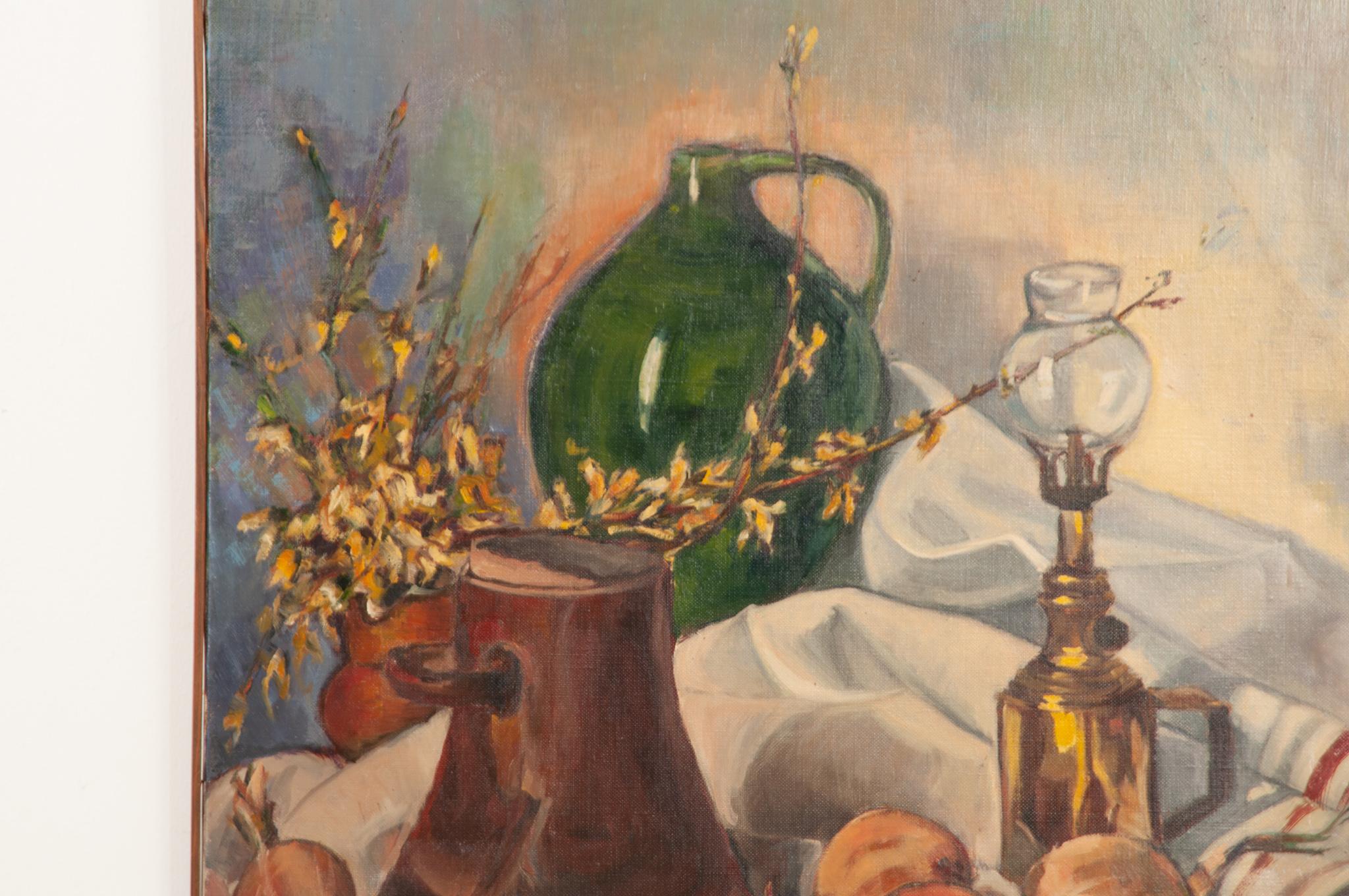 Pintura francesa vintage de bodegón en Bueno estado para la venta en Baton Rouge, LA