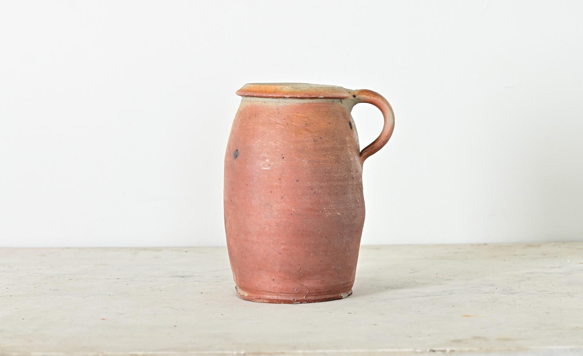 French Vintage Stoneware Glazed Jar with Handle (Sonstiges) im Angebot