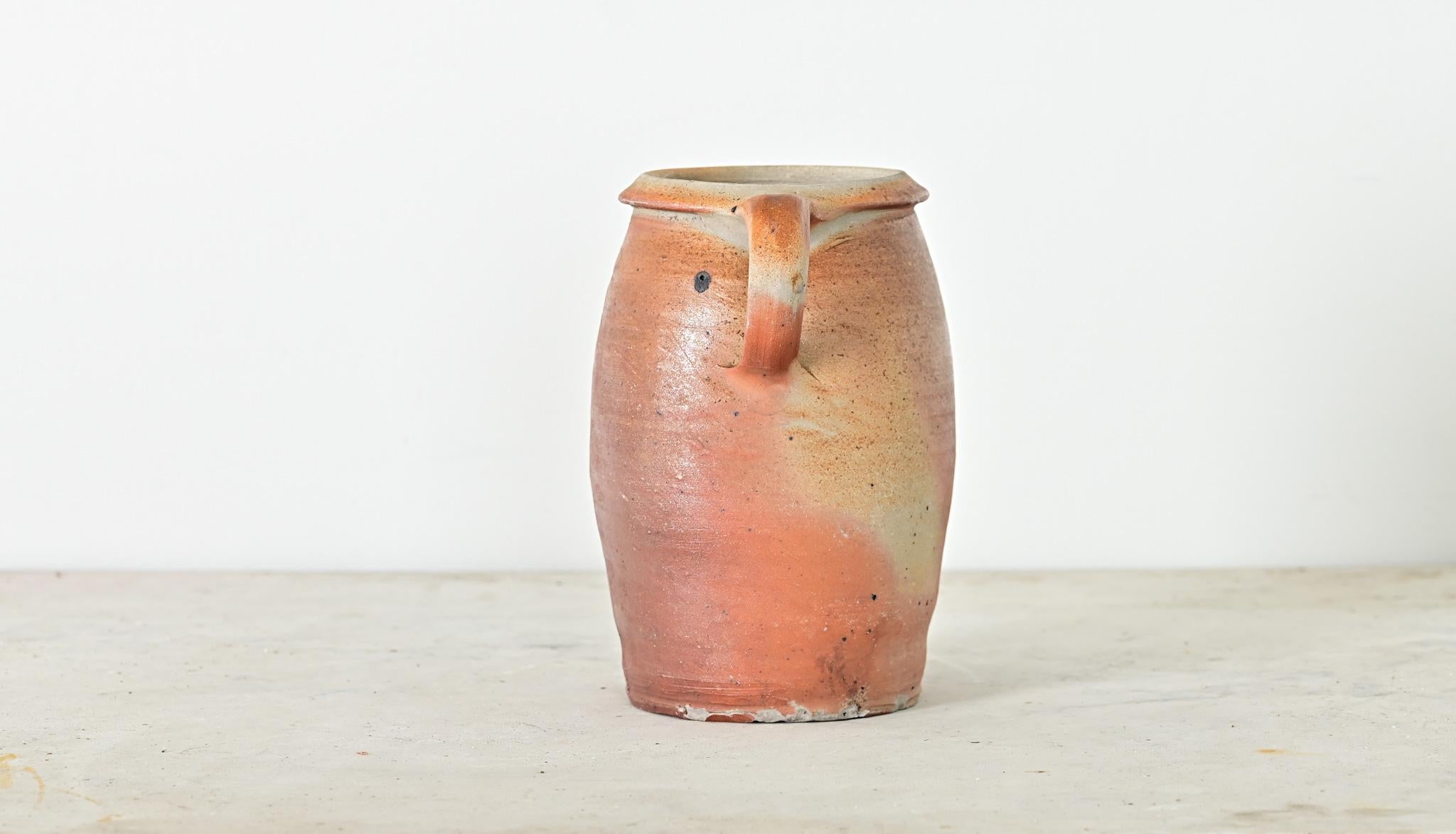 French Vintage Stoneware Glazed Jar with Handle (20. Jahrhundert) im Angebot