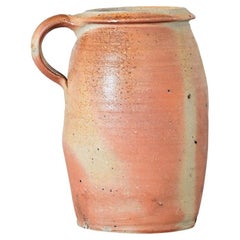 French Vintage Stoneware Glazed Jar with Handle