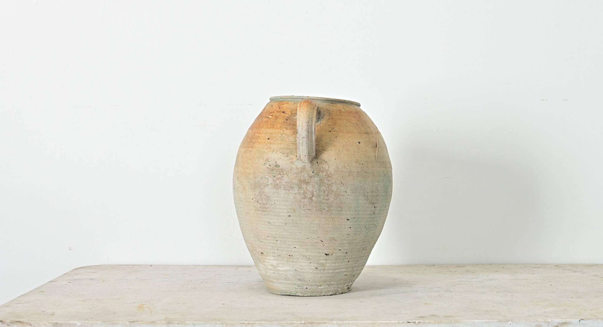 French Vintage Stoneware Glazed Jar with Handles im Zustand „Gut“ im Angebot in Baton Rouge, LA
