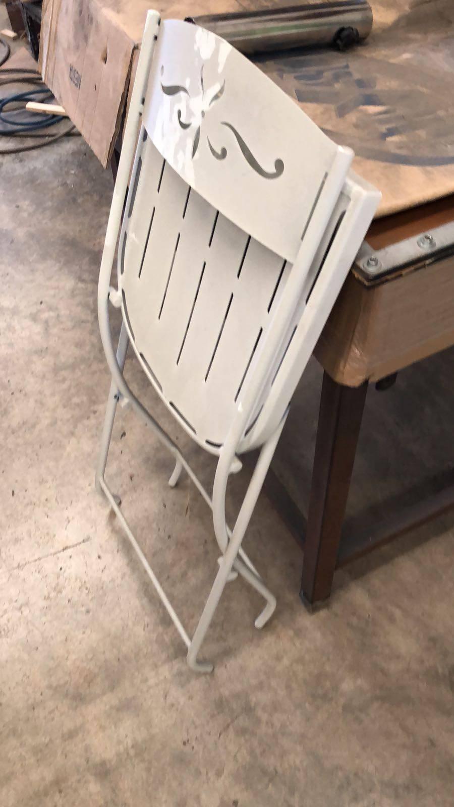 French Provincial French Vintage Style Bistro Folding Iron Chair, Indoor & Outdoor