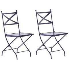 French Vintage Style Bistro Folding Iron Chair, Indoor & Outdoor
