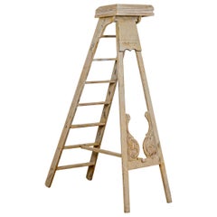 French Vintage Style Painted High Step Ladder, 20th Century