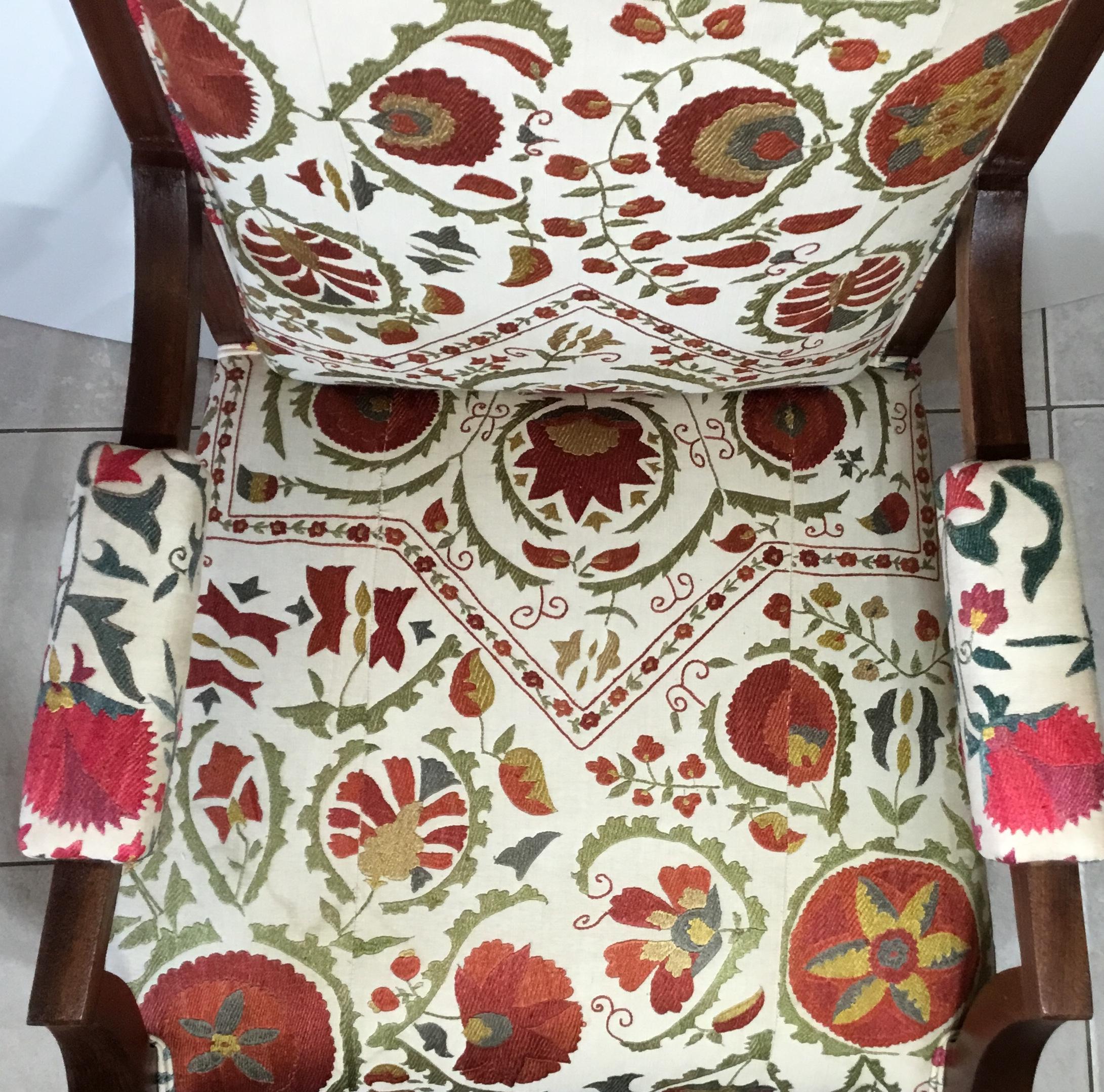 Cotton French Vintage Suzani Armchair