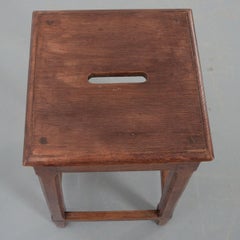 French Vintage Tall Oak Stool
