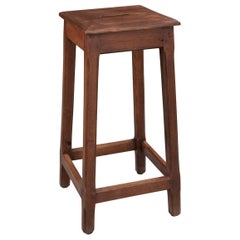 French Vintage Tall Oak Stool