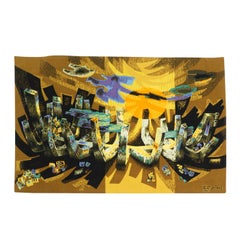 Tapiz francés vintage de Robert Debiève "Lumiere Marine", años 70