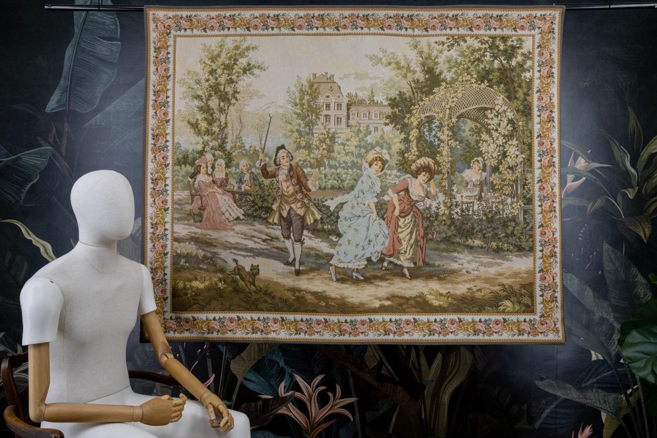Französischer Wandteppich Gallant-Szene von JP Paris Panneaux Gobelins (Rokoko) im Angebot