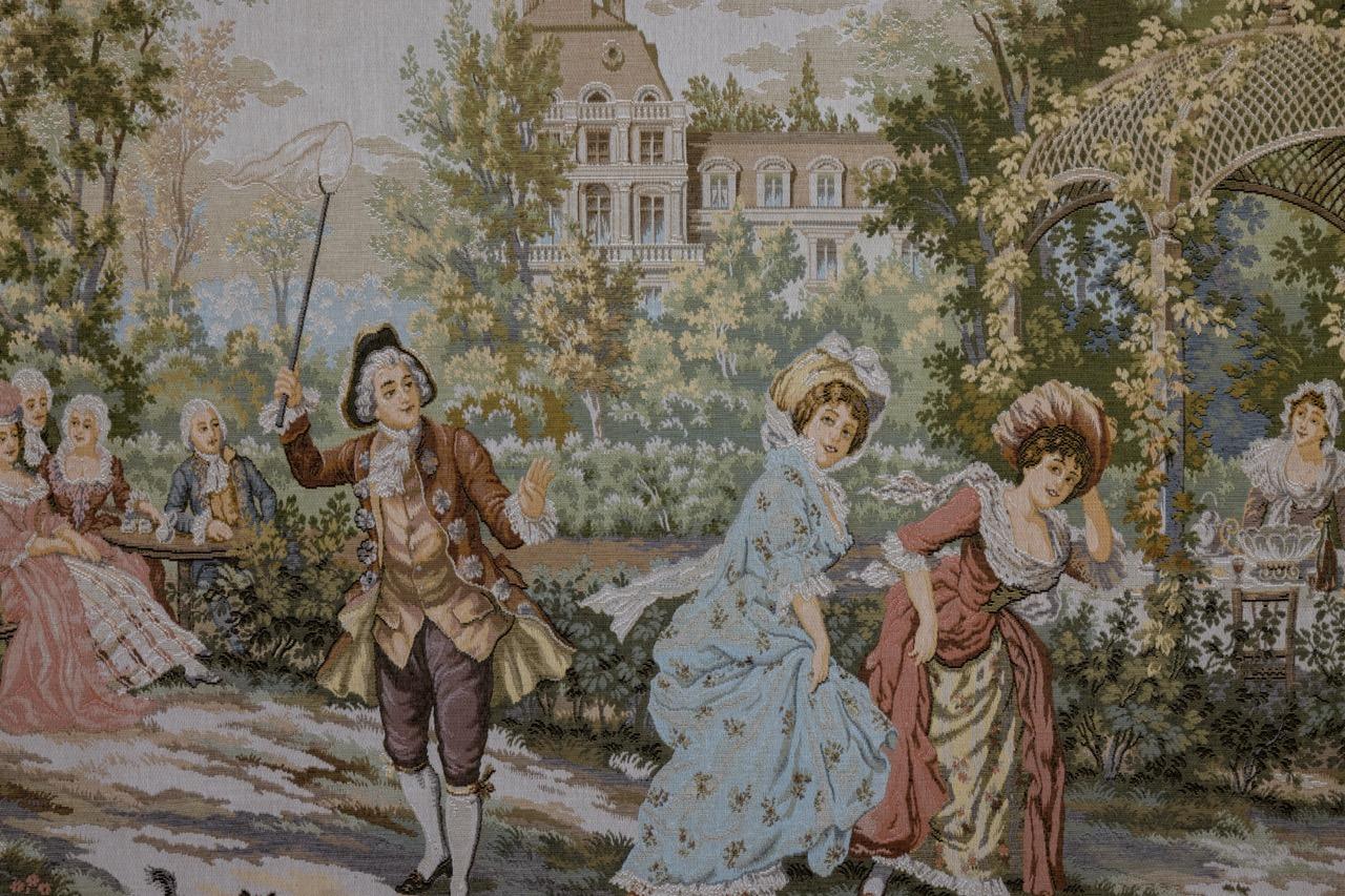 Französischer Wandteppich Gallant-Szene von JP Paris Panneaux Gobelins im Zustand „Gut“ im Angebot in Barntrup, DE