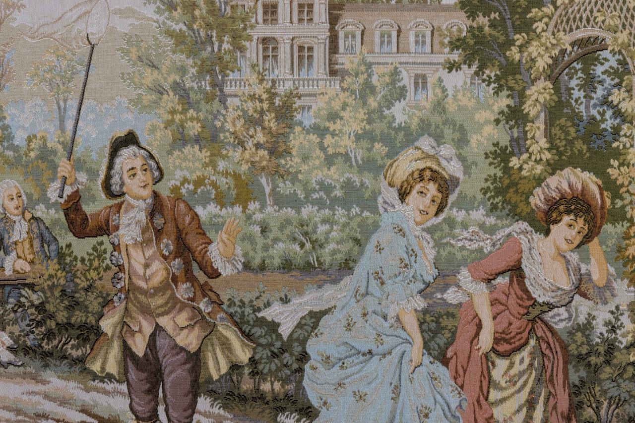 Französischer Wandteppich Gallant-Szene von JP Paris Panneaux Gobelins (Stoff) im Angebot