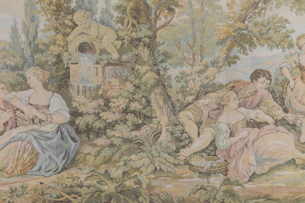 Tapiz francés de época Escena galante mediados del siglo XX en venta