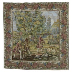 French Vintage Tapestry Hunting Scene