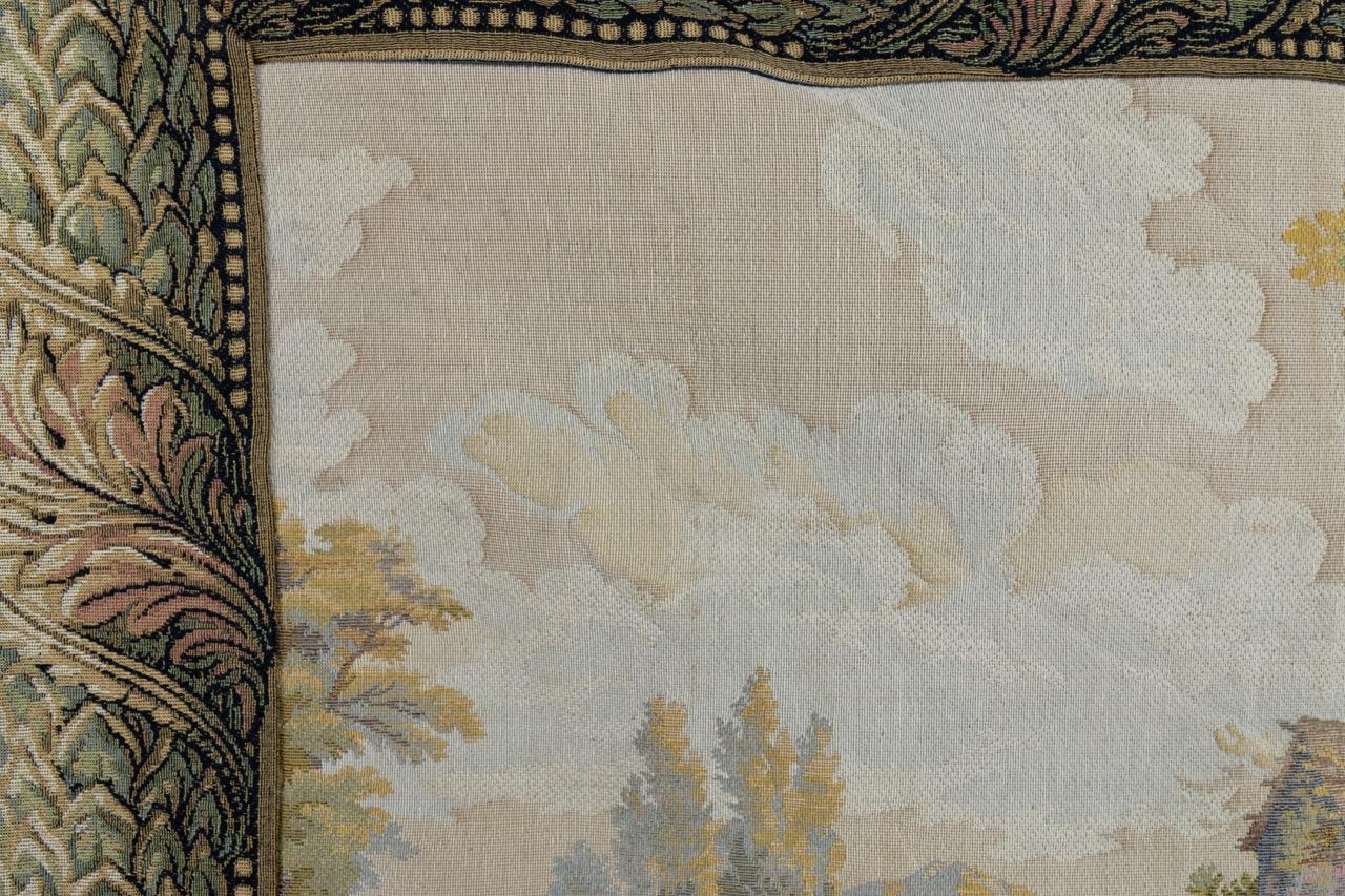 Arazzo francese d'epoca con paesaggio e ruota ad acqua in vendita 5