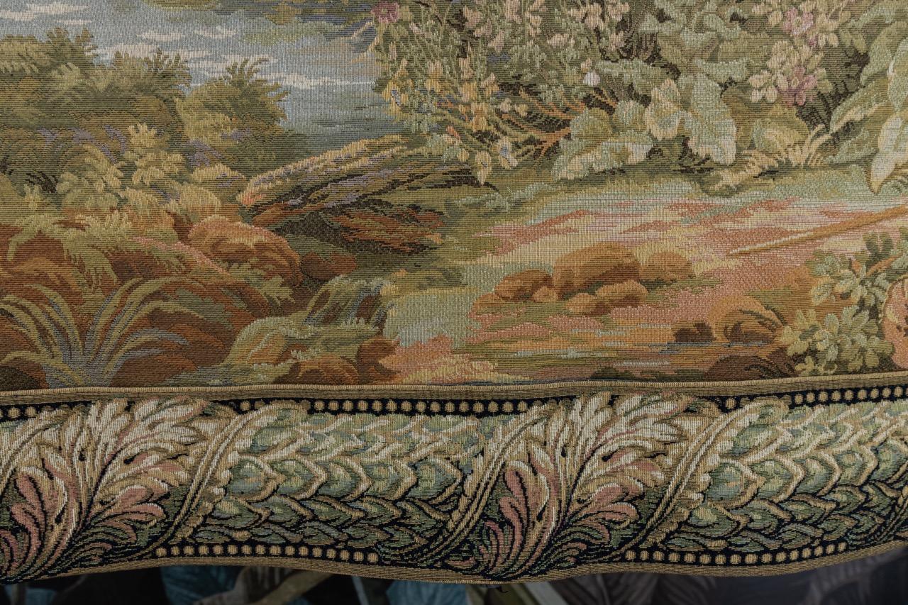 Arazzo francese d'epoca con paesaggio e ruota ad acqua in vendita 7