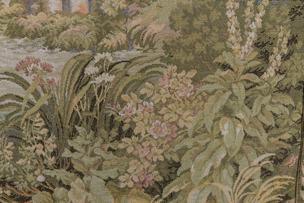 Arazzo francese d'epoca con paesaggio e ruota ad acqua in vendita 10