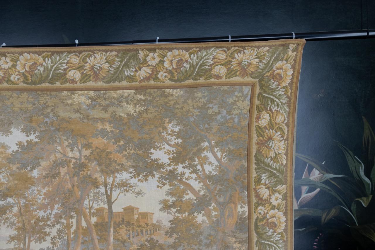 French Vintage Tapestry Landscape with Castles and Mountains 4