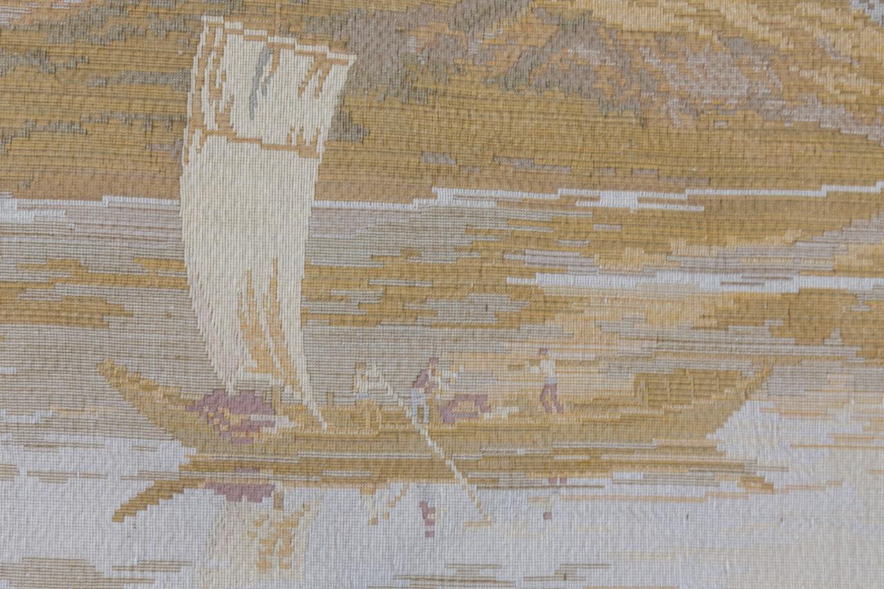 French Vintage Tapestry Landscape with Castles and Mountains 6