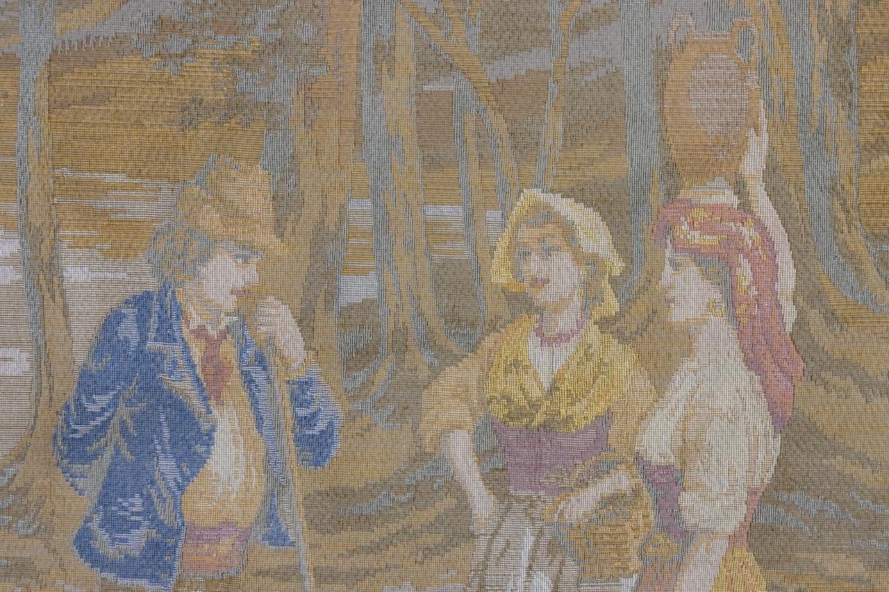 French Vintage Tapestry Landscape with Castles and Mountains In Good Condition In Barntrup, DE