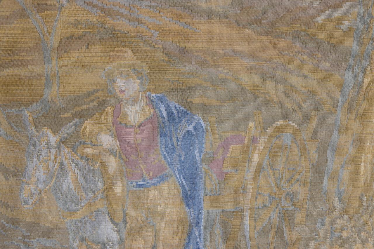 Mid-20th Century French Vintage Tapestry Landscape with Castles and Mountains