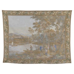 Paysage vintage français avec châteaux et montagnes