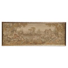 French Vintage Tapestry – Large Woven Gobelin Baroque Garden Scene - 1950s