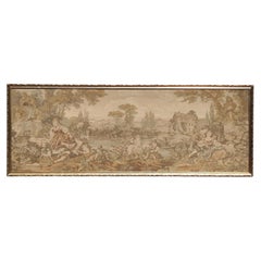 French Vintage Tapestry – Large Woven Gobelin Baroque Garden Scene - 1950s