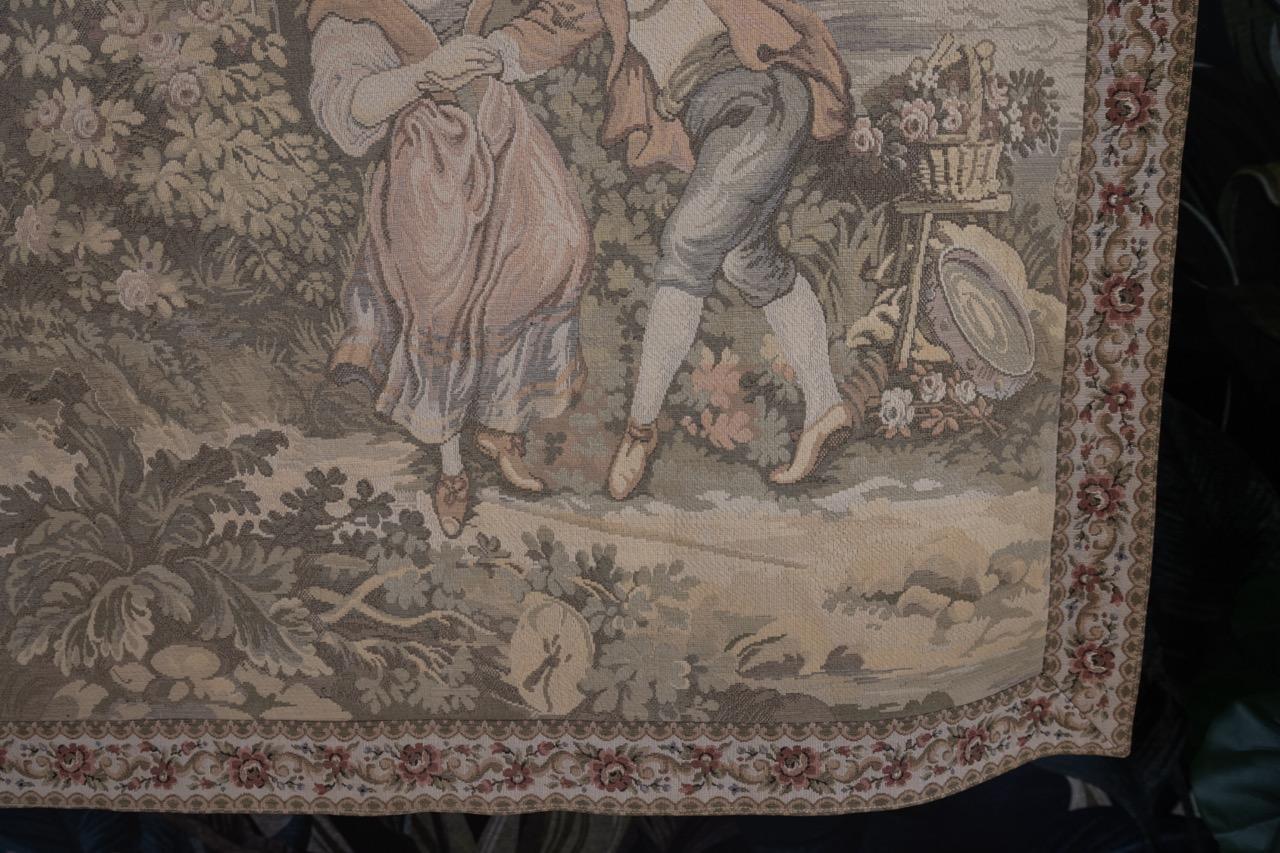 French Vintage Tapestry Romantic Scene For Sale 5