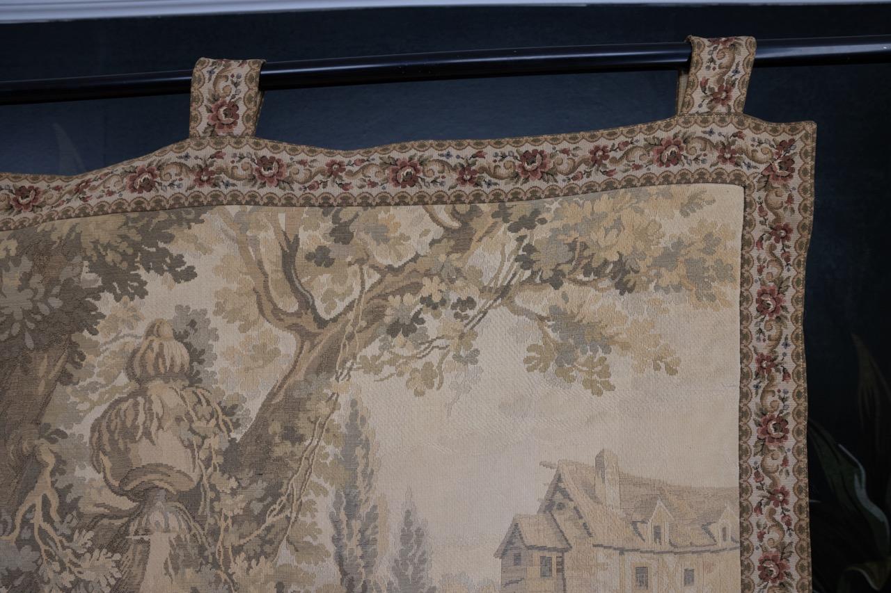 French Vintage Tapestry Romantic Scene For Sale 11