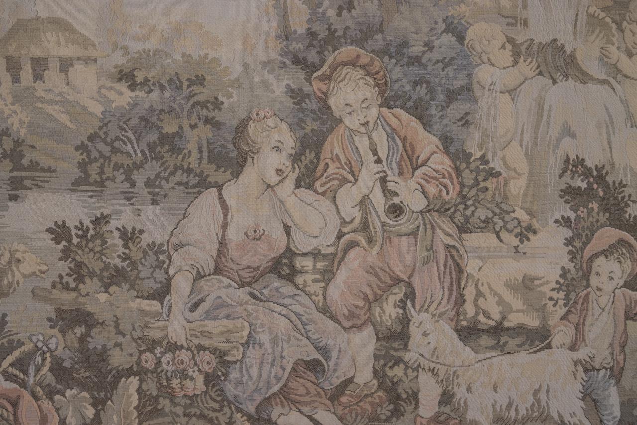 French Vintage Tapestry Romantic Scene In Good Condition For Sale In Barntrup, DE
