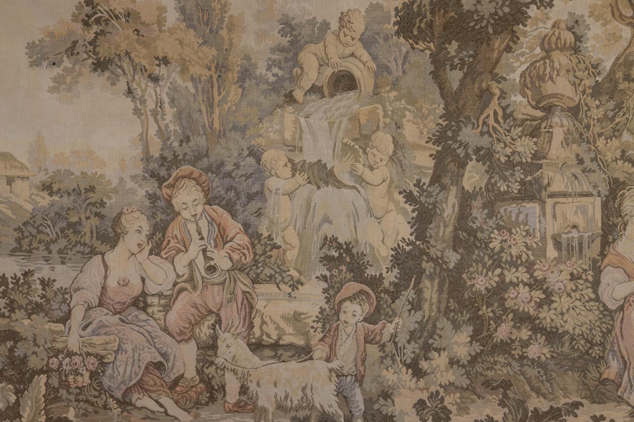 French Vintage Tapestry Romantic Scene For Sale 1