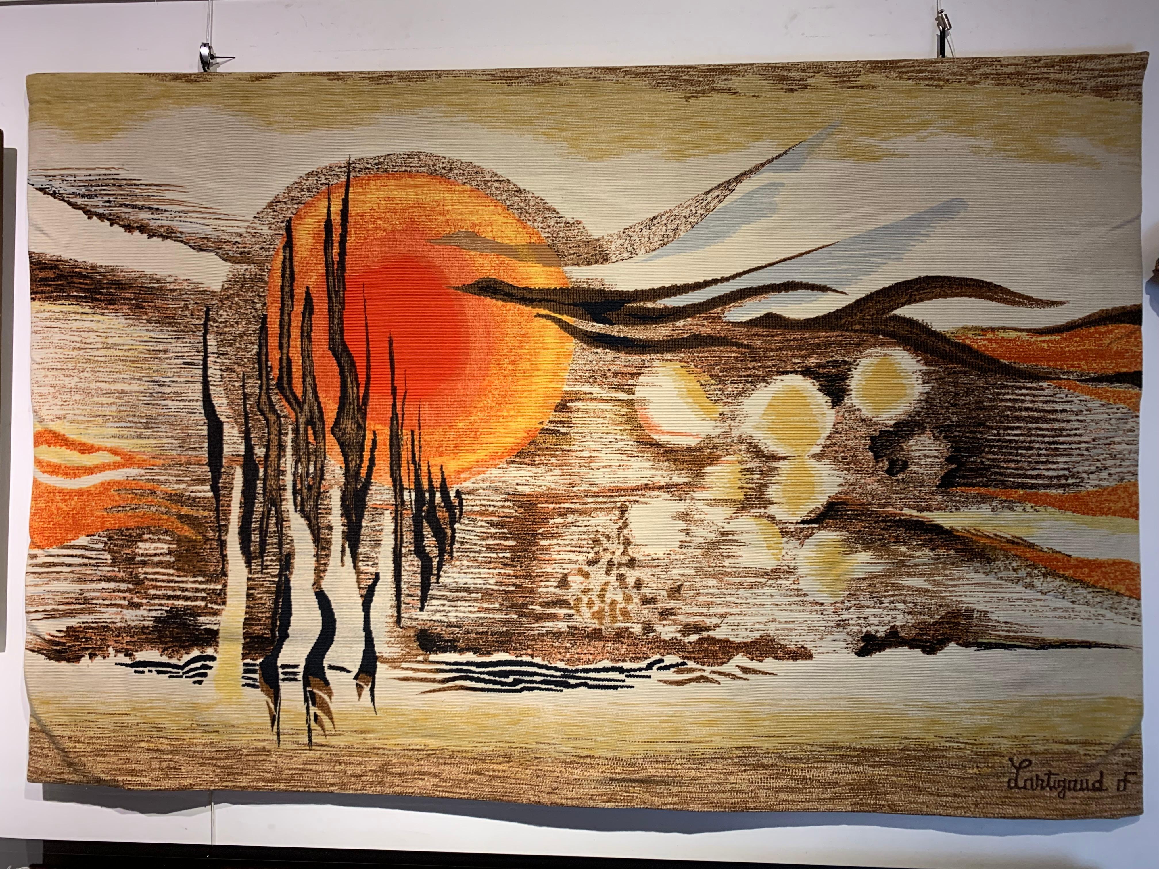 French Vintage Tapestry “Terre De Feu” by Jean-Michel Lartigaud For Sale 9
