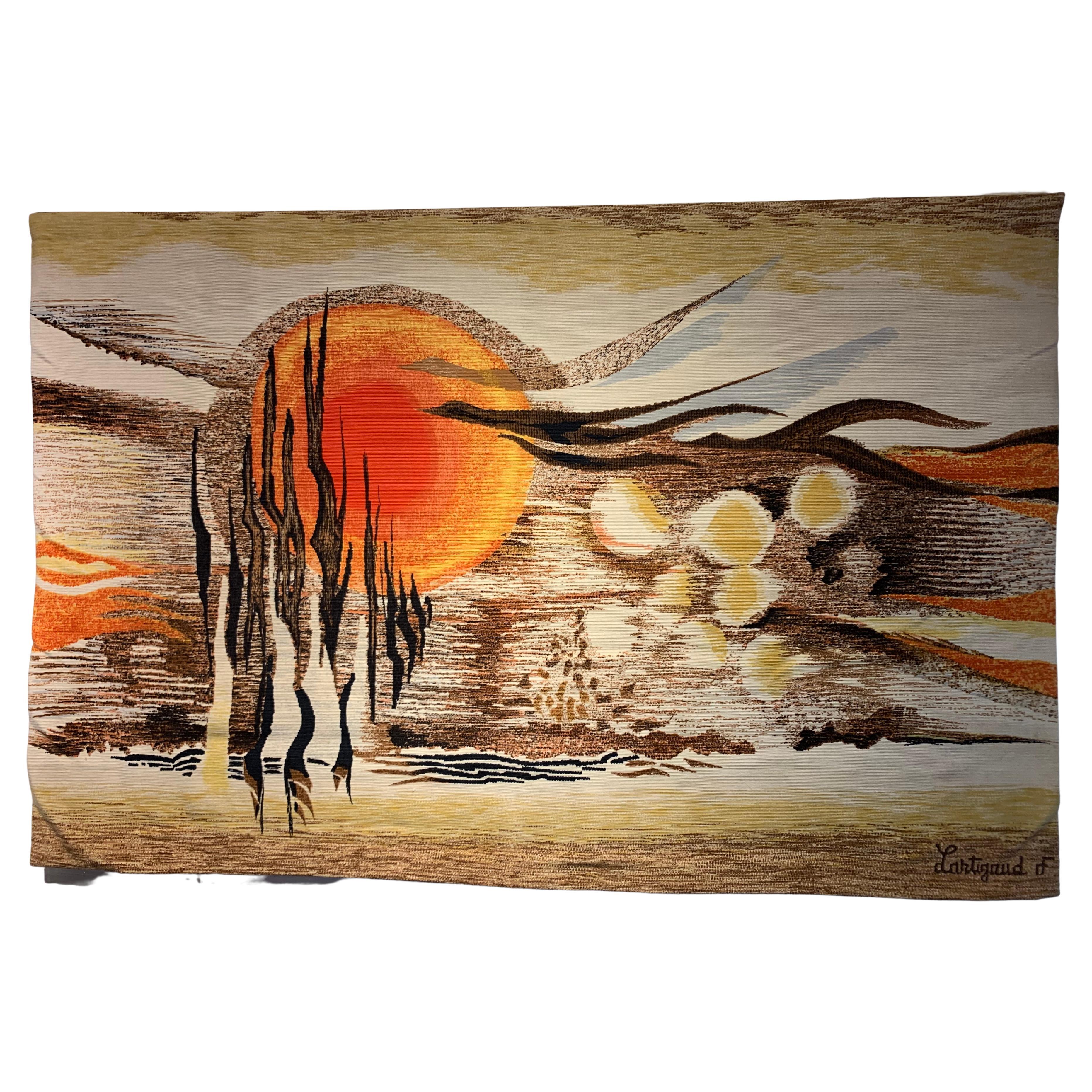 French Vintage Tapestry “Terre De Feu” by Jean-Michel Lartigaud For Sale