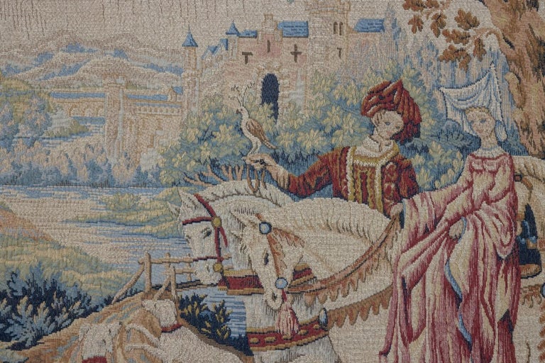 3 x 4 tapisserie française vintage, chasse médiévale, tapisserie