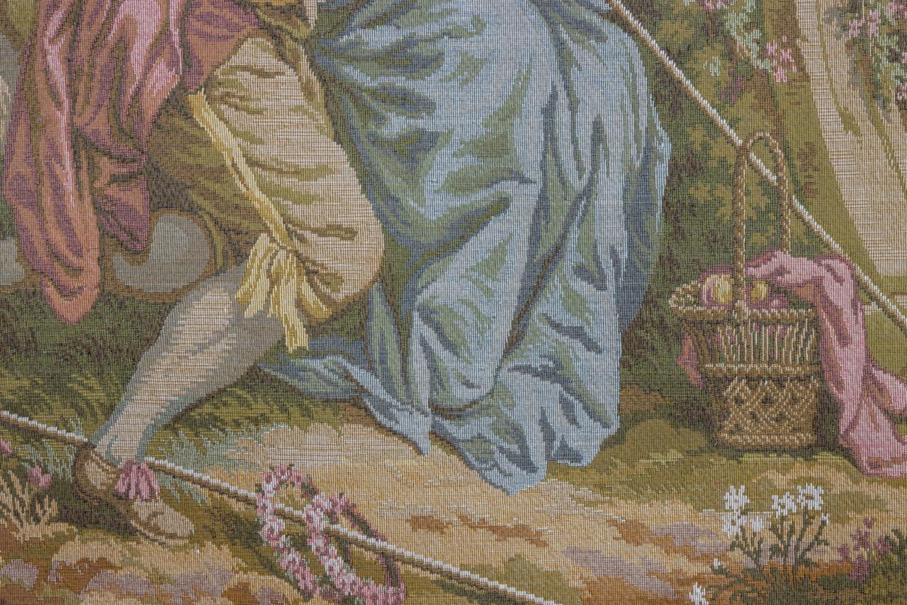 Rococo French Vintage Tapestry Wall Hanging Gallant Scene For Sale