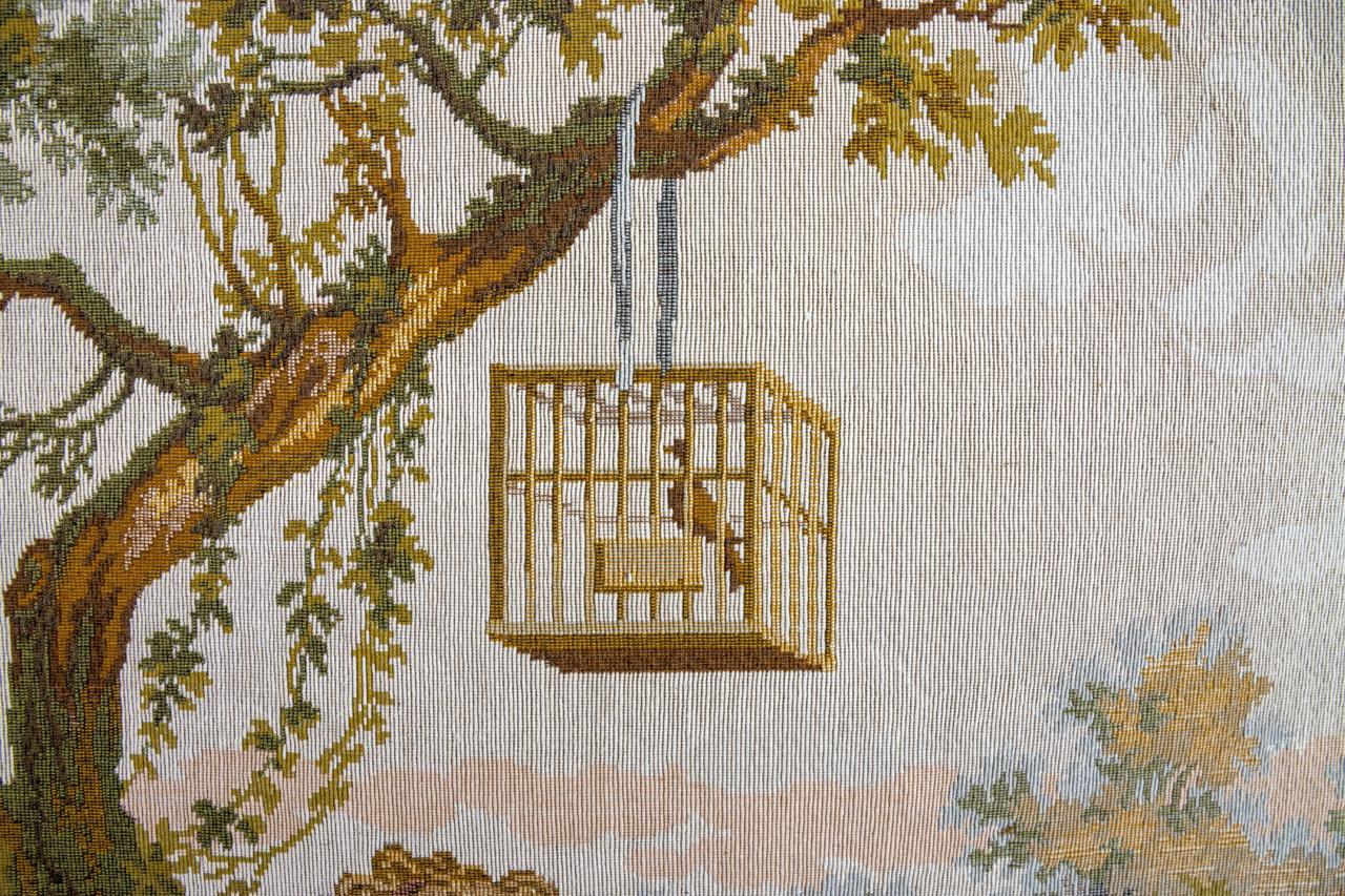 French Vintage Tapestry Wall Hanging Gallant Scene For Sale 2