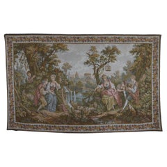 Französischer Vintage-Wandteppich, Wandteppich, hängende Gallant-Szene