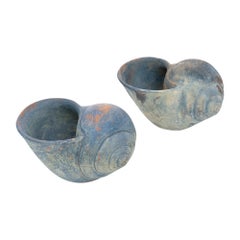 French Vintage Terracotta Seashell Planters