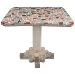 French Vintage Terrazzo and Concrete Pedestal Table