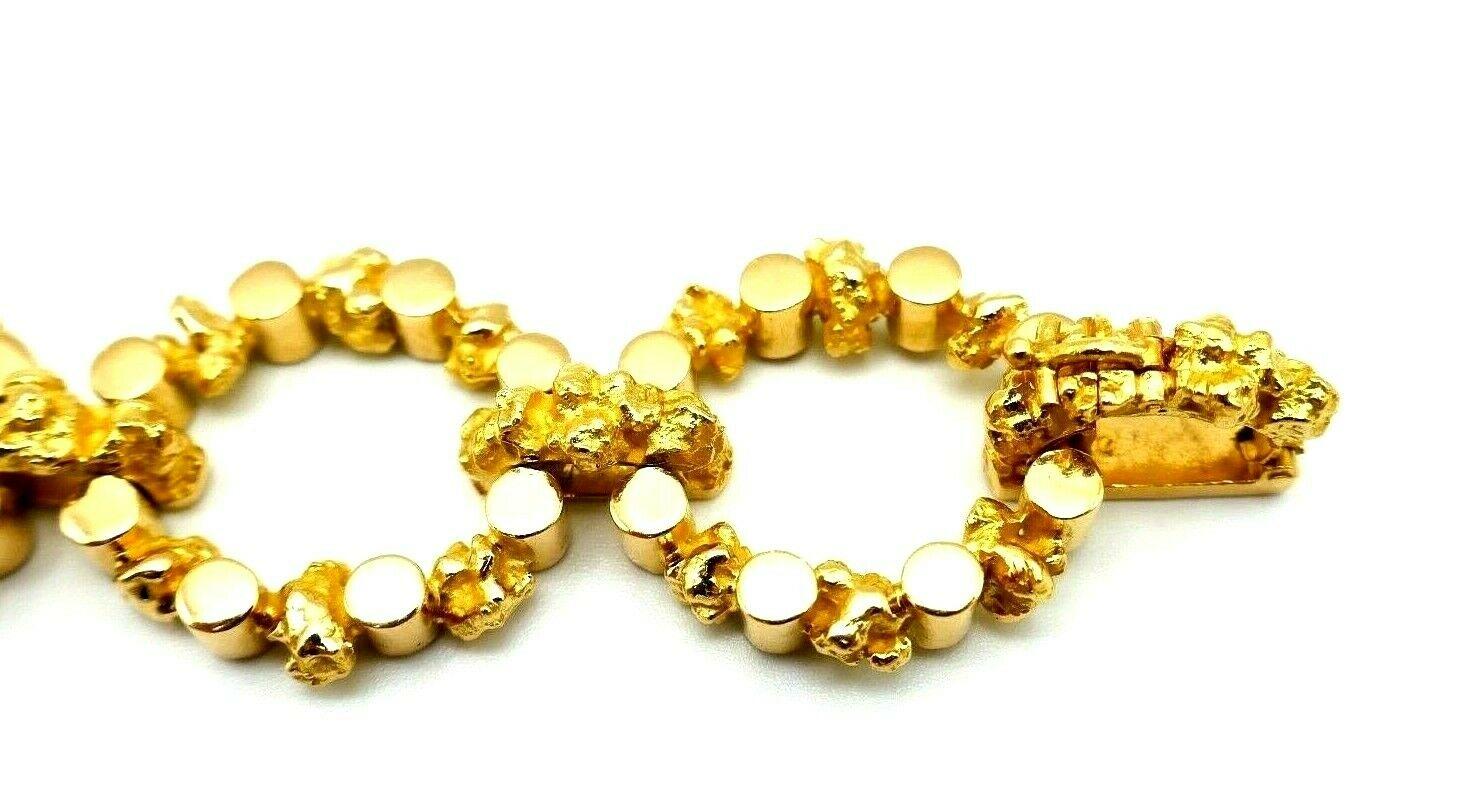 French Vintage Textured Yellow Gold Link Bracelet 1